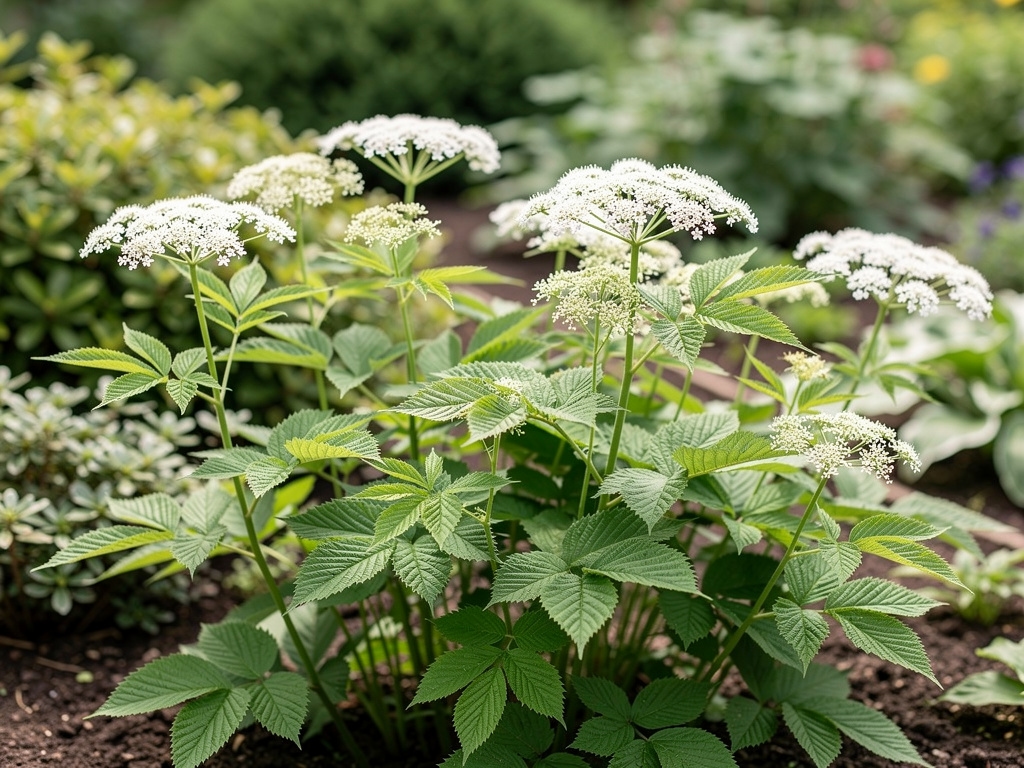 Giersch-Pflanze mit weißen Doldenblüten